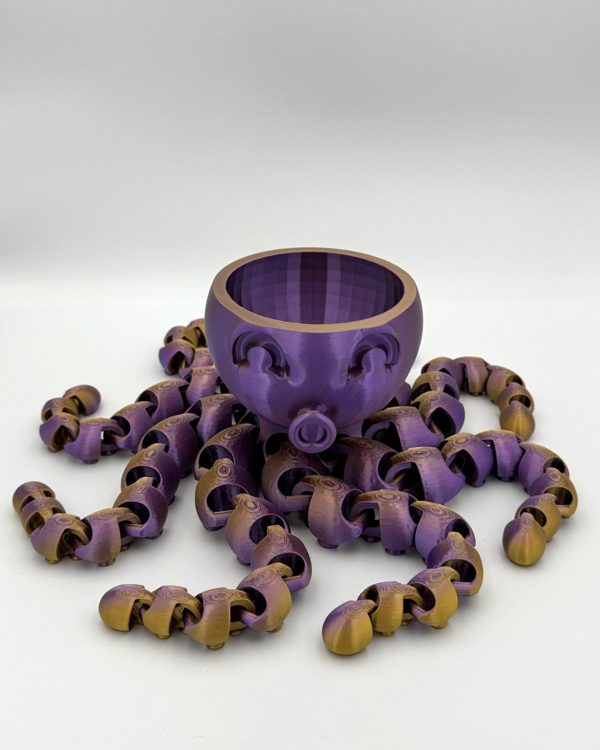 Metallic purple and gold Kraken 3D printed octopus totem