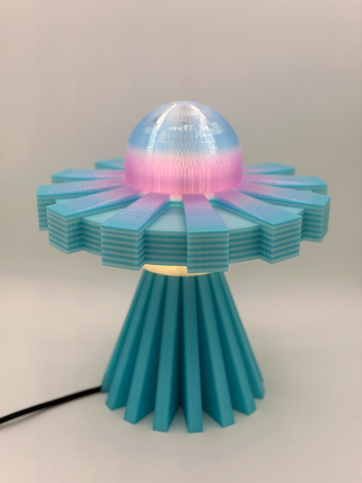 Retro UFO LED Desk Lamp – 3D Printed Pastel Flying Saucer Night Light