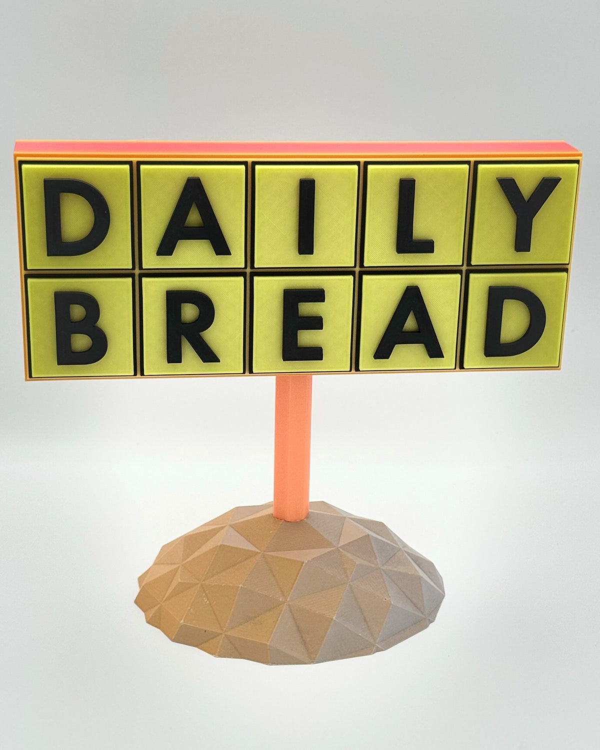 Daily Bread 3D printed totem sign on faceted base