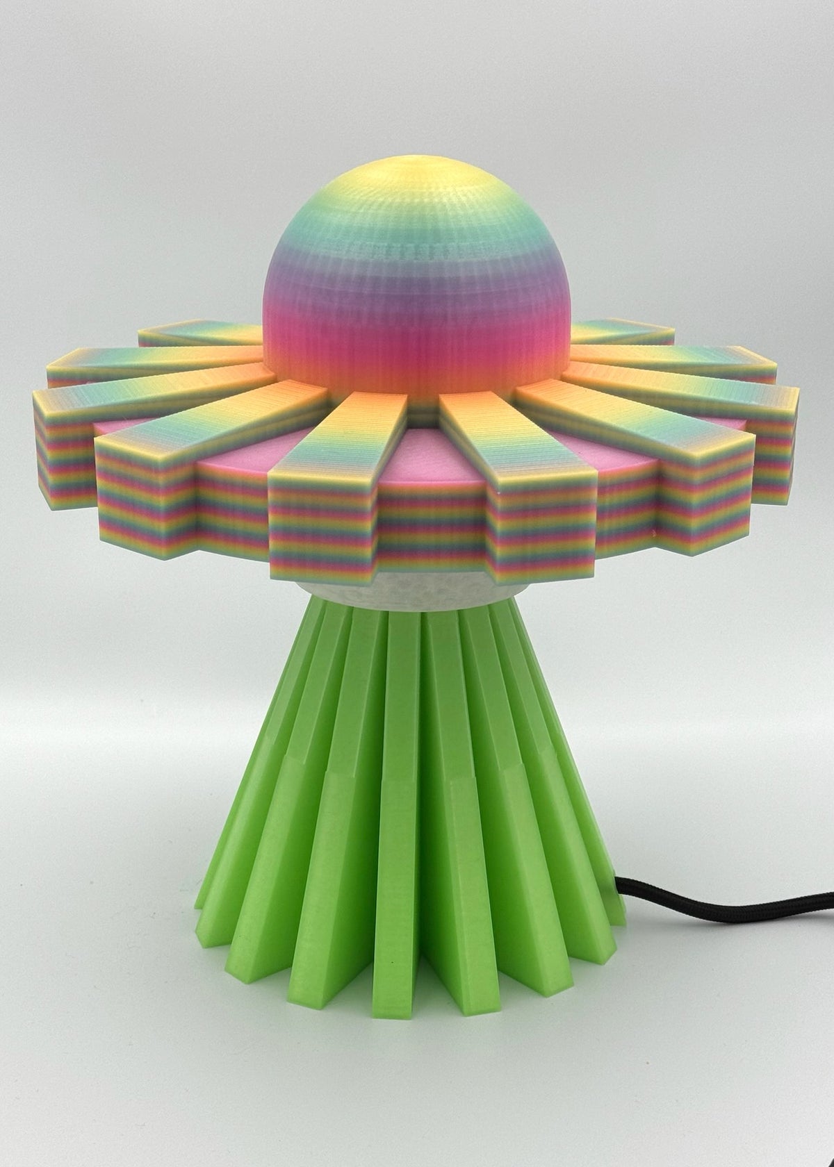 Rainbow and Green UFO lamp, front view