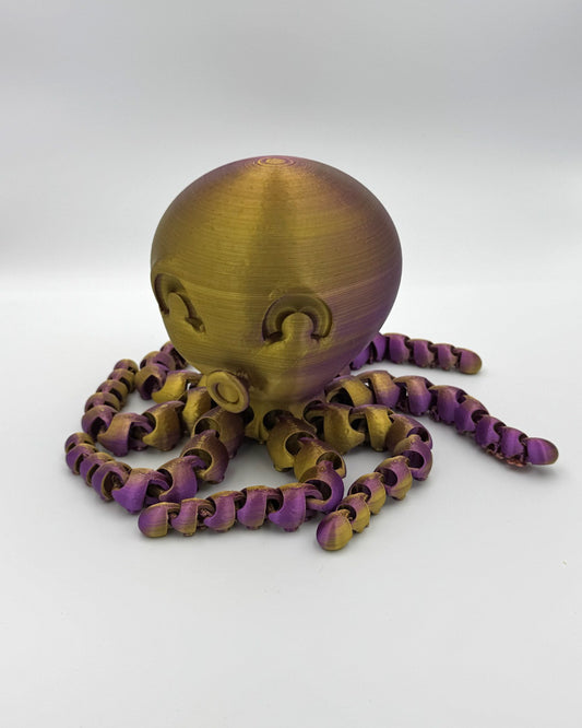 Green and purple metallic Kraken 3D printed octopus totem