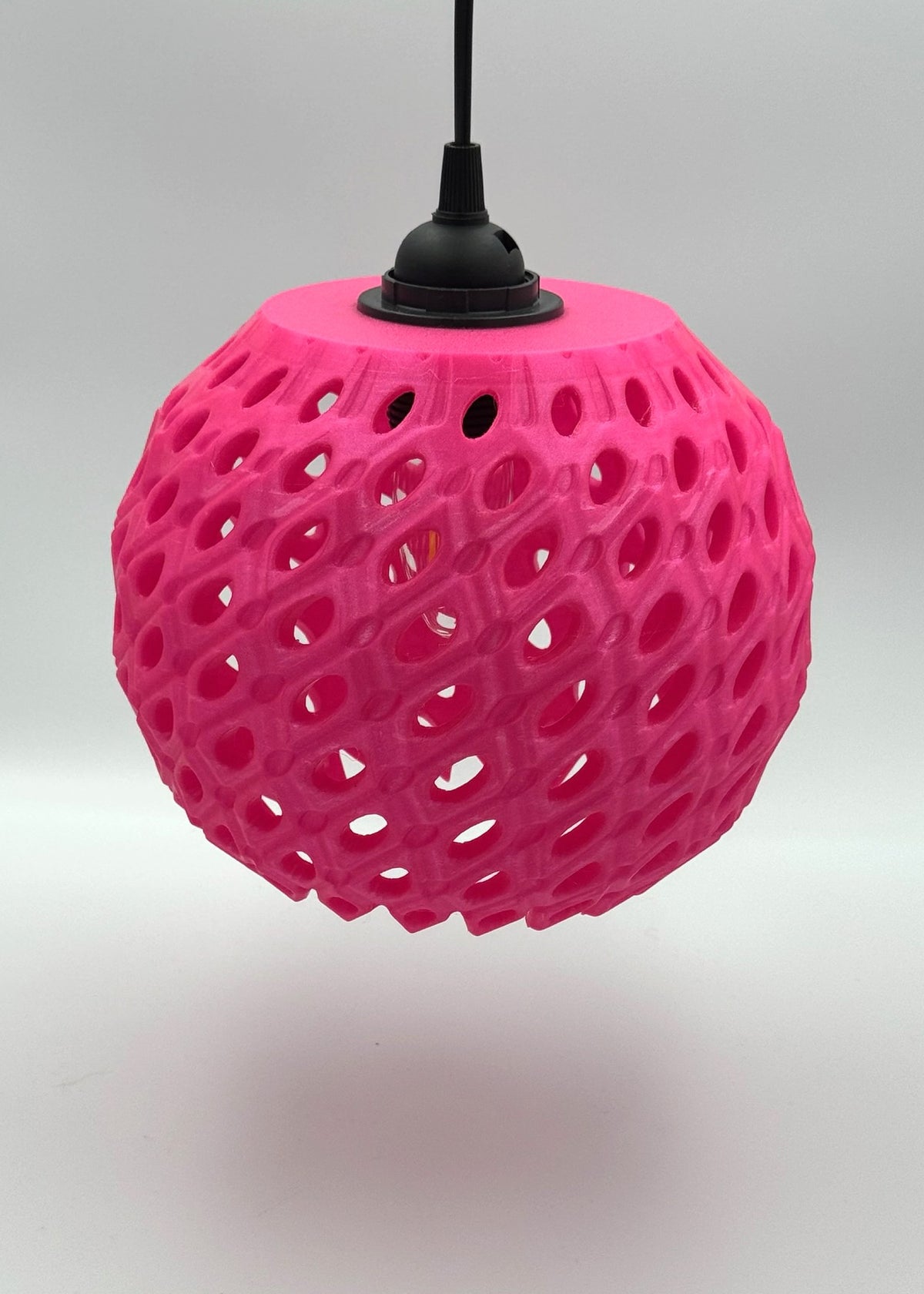 Pink Pineapple globe pendant lamp shade switched off