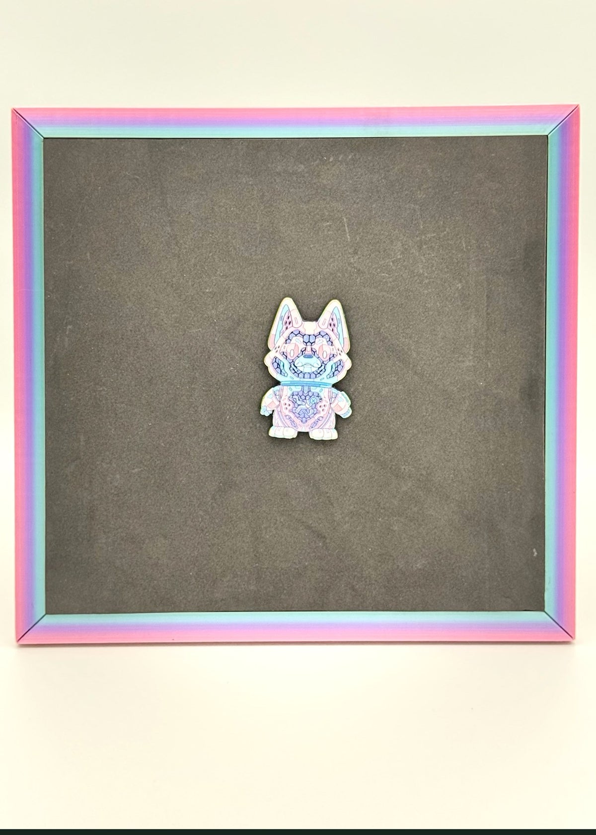 Rainbow pastel 3D printed pin display frame with foam board