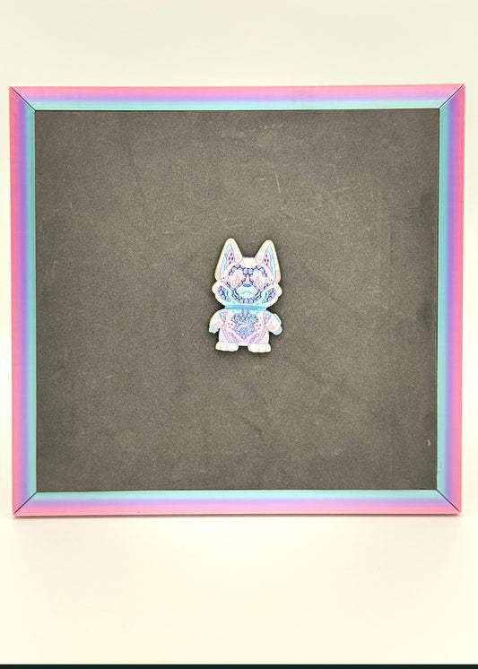Rainbow pastel 3D printed pin display frame with foam board