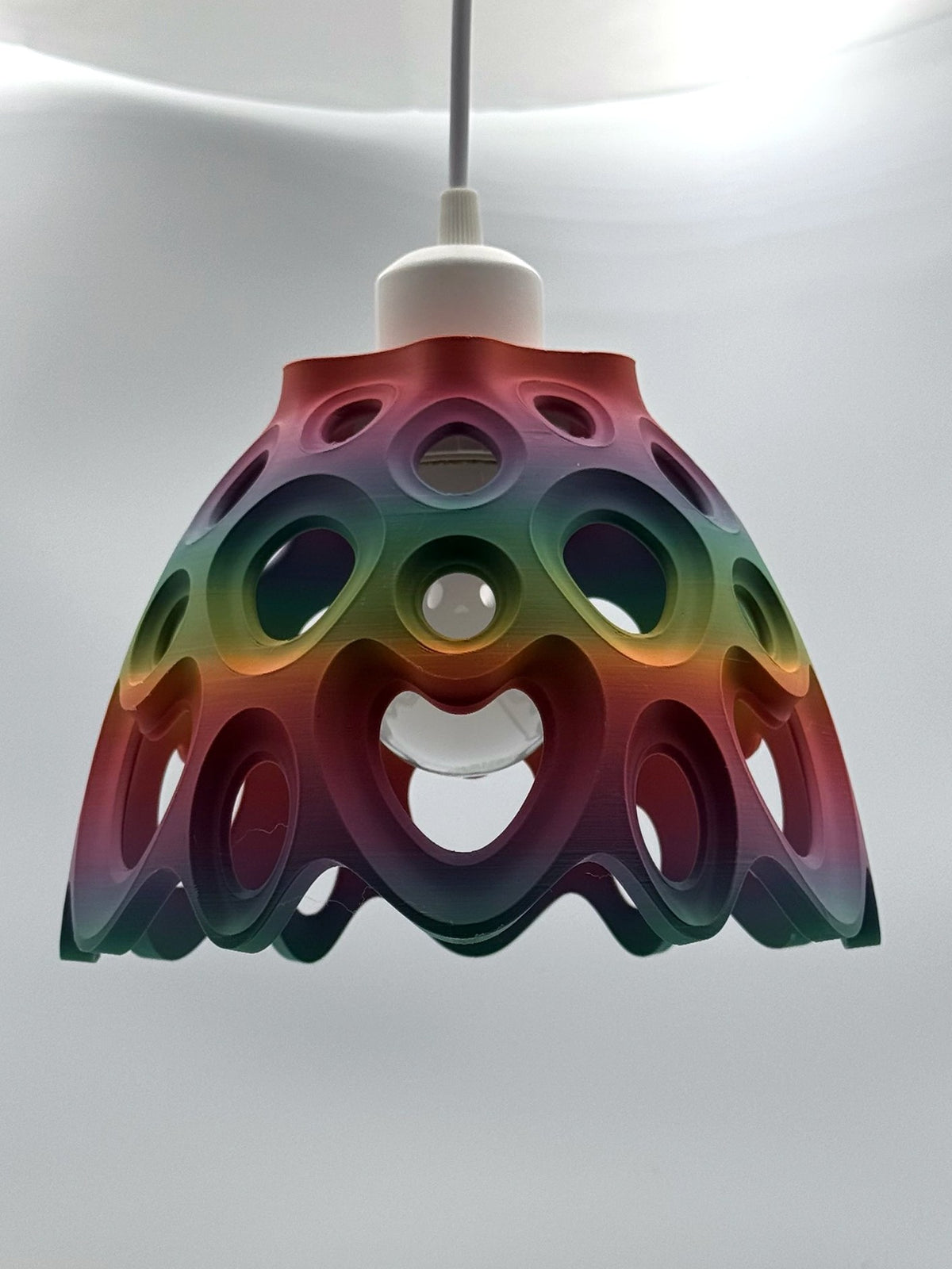 Retro Love Hearts rainbow pendant lamp shade switched off